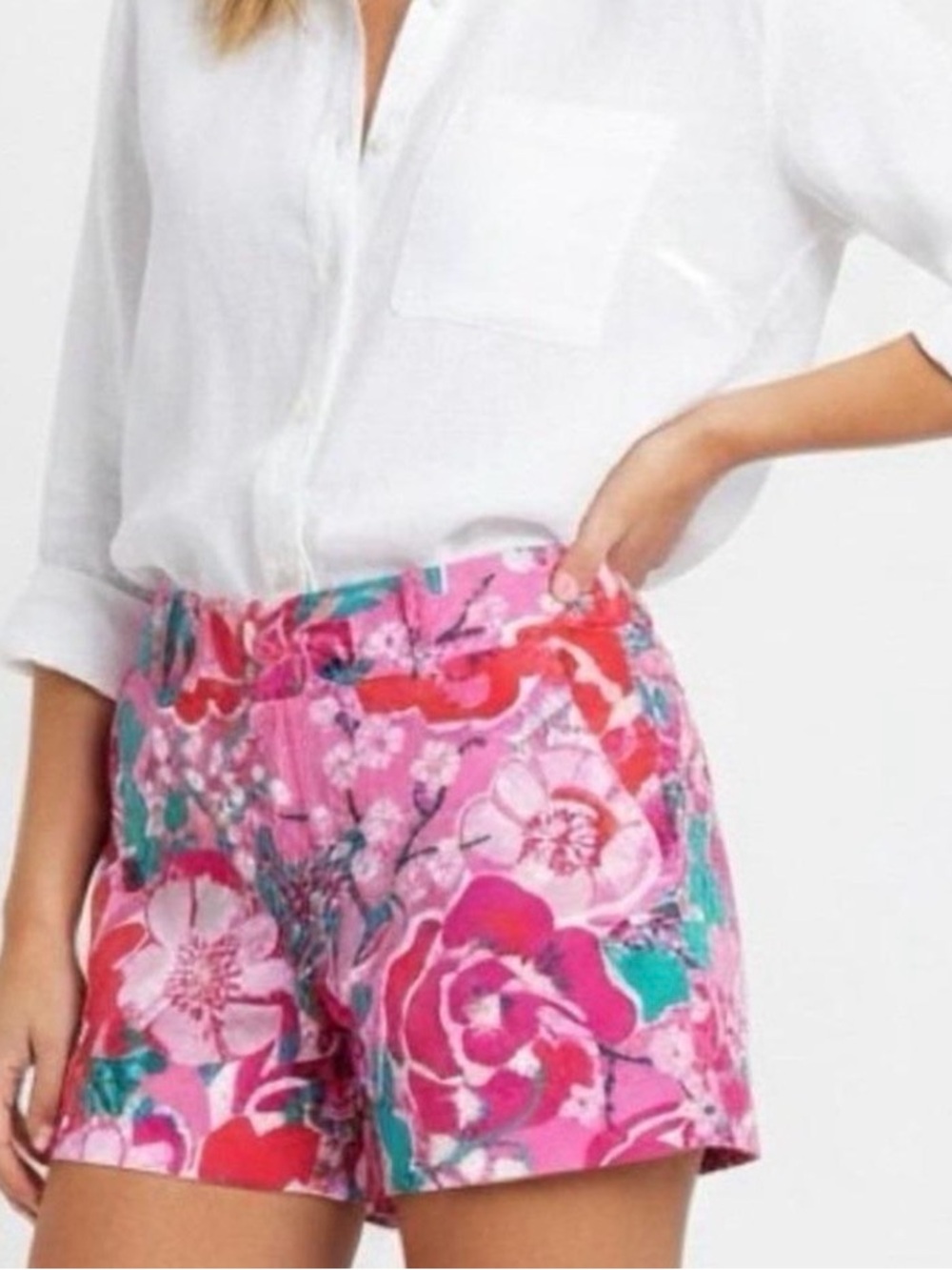 Lilly Pulitzer Callahan Stretch Shorts Sz 6 Floral rose Print 5"
